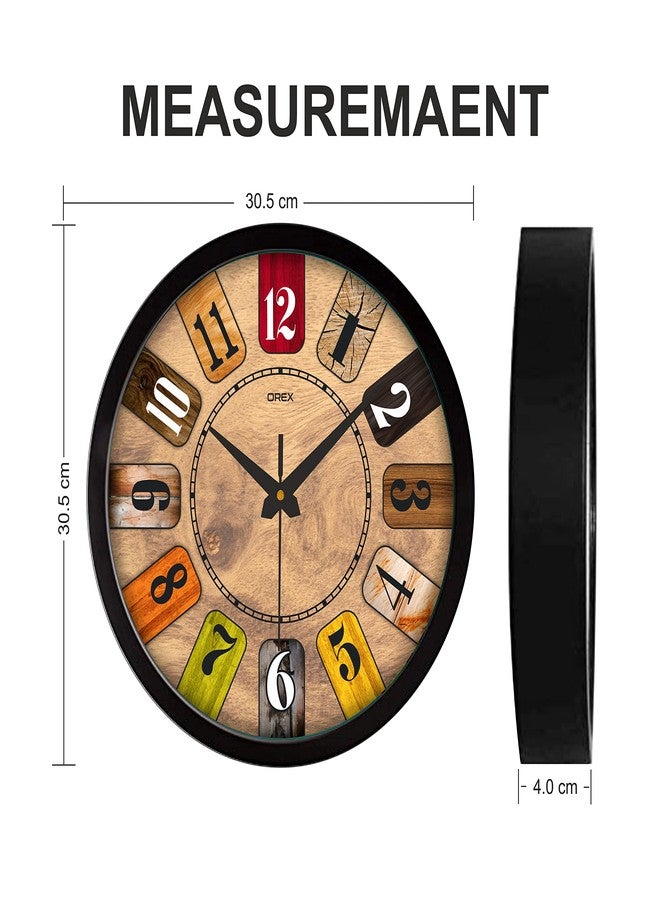 OREX Plastic Stylish 12 Inches Round Shape Analog Clock For Home, Living Room, Bedroom Kitchen, Office, Kids Room, Shop, School., Multicolour - Image 3
